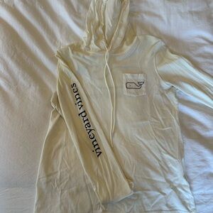 Vineyard Vines Cream Pocket Hoodie with Whale Logo